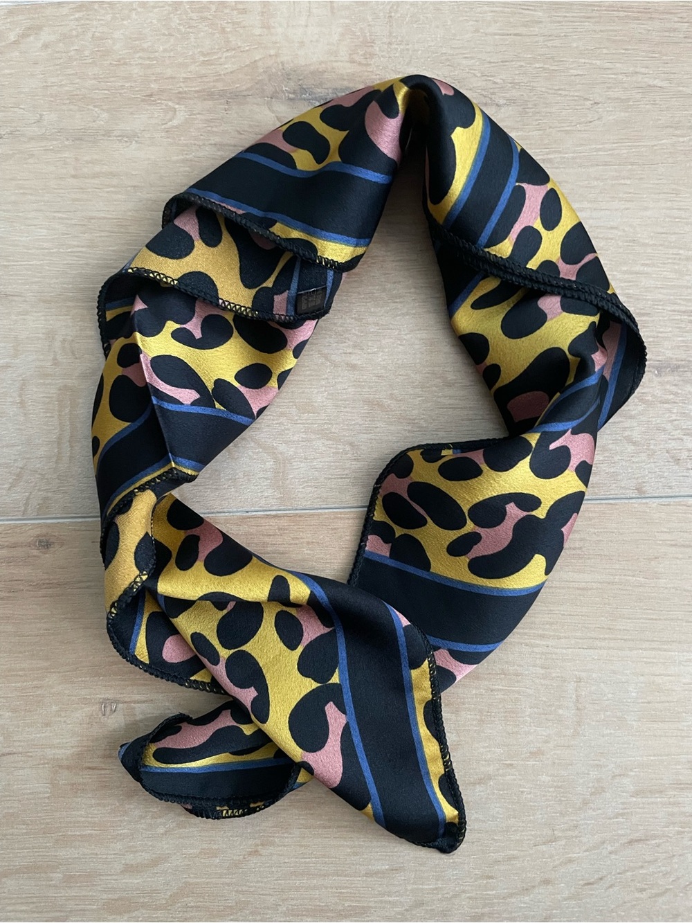 NWOT Silk-Feel Animal Print Scarf in Mustard, Black & Pink